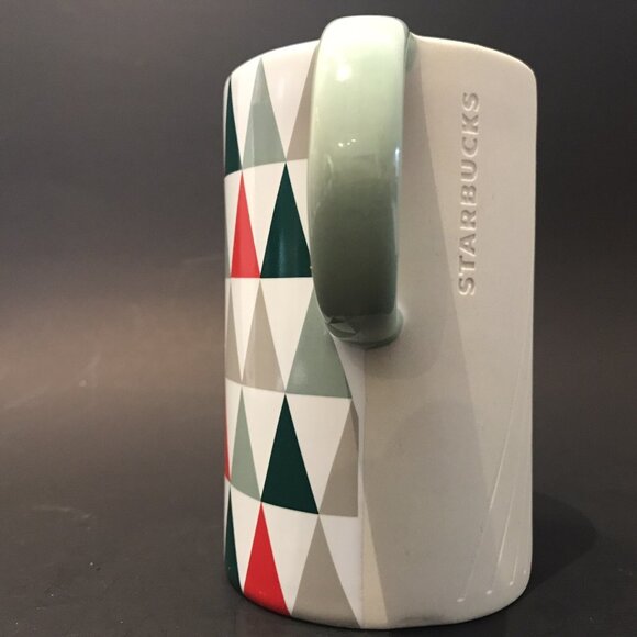 Starbucks Mug 12oz Christmas Tree Triangle Red Green Green Raw One Side 2017 - Picture 4 of 7